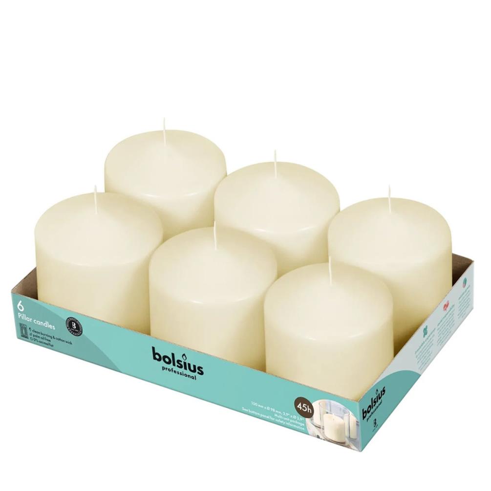 Bolsius Ivory Professional Pillar Candles 10cm x 10cm (Pack of 6) £25.19